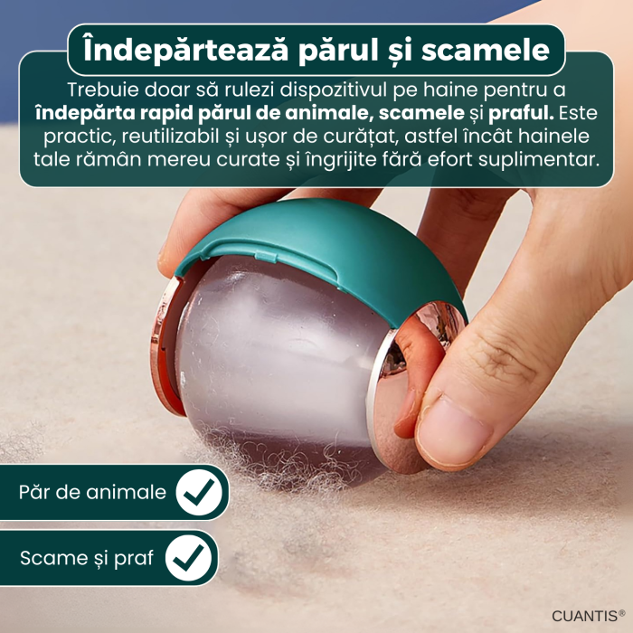 Bila reutilizabilă pentru curățarea părului de animale și scamelor, lavabilă, 68 mm [2]
