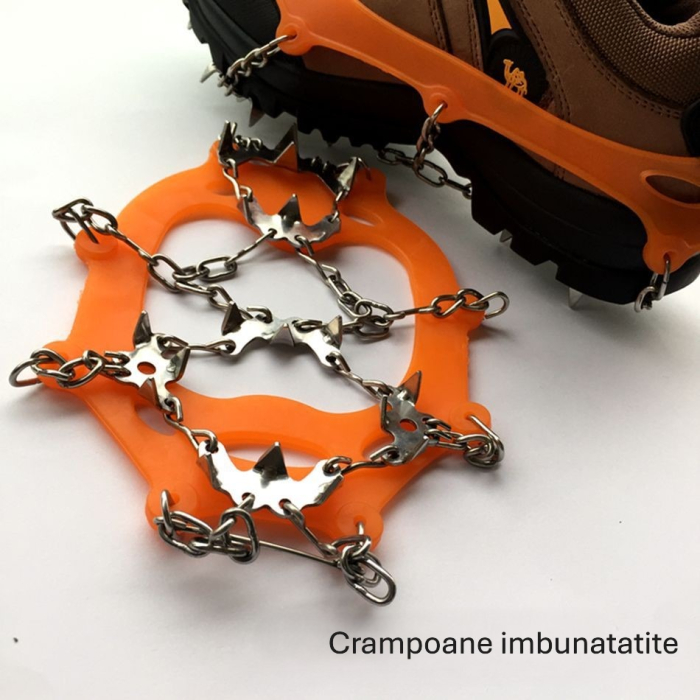 Crampoane montane 26 colti, inox ranforsat, TPE durabil, marimi M, geanta de transport inclusa [3]
