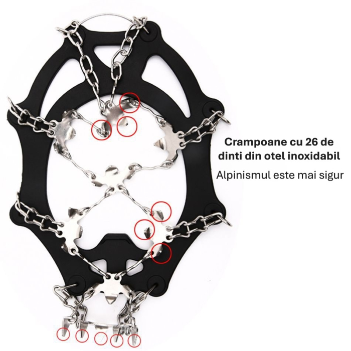Crampoane Montane 26 Colti, Inox Ranforsat, TPE Durabil, Set M, Geanta de Transport Inclusa [5]