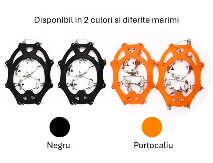 Crampoane montane 26 colti, inox ranforsat, TPE durabil, set marime L, geanta de transport inclusa [6]