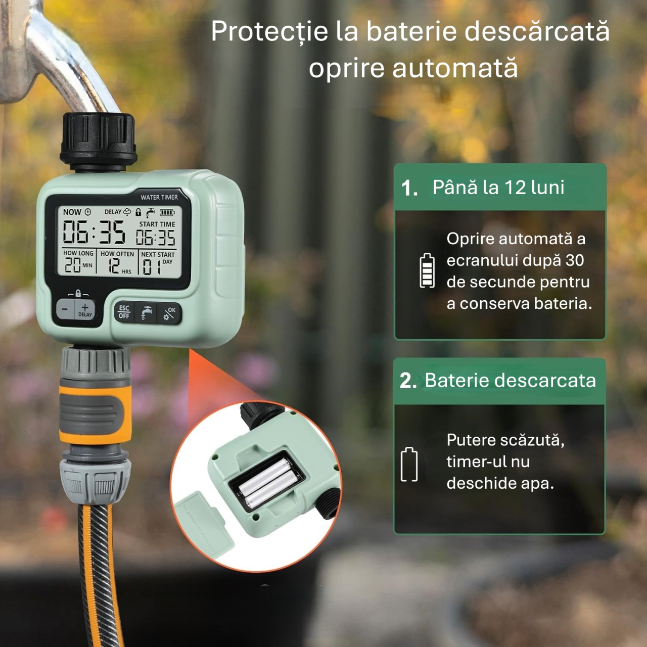 Programator irigare automat 1 zona CUANTIS, Ecran Rezistent la Apa IPX5, Programare Inteligenta, Instalare Rapida, Economie de Apa, Functii Avansate: Intarziere in timpul ploii, Blocare pentru copii,  [4]