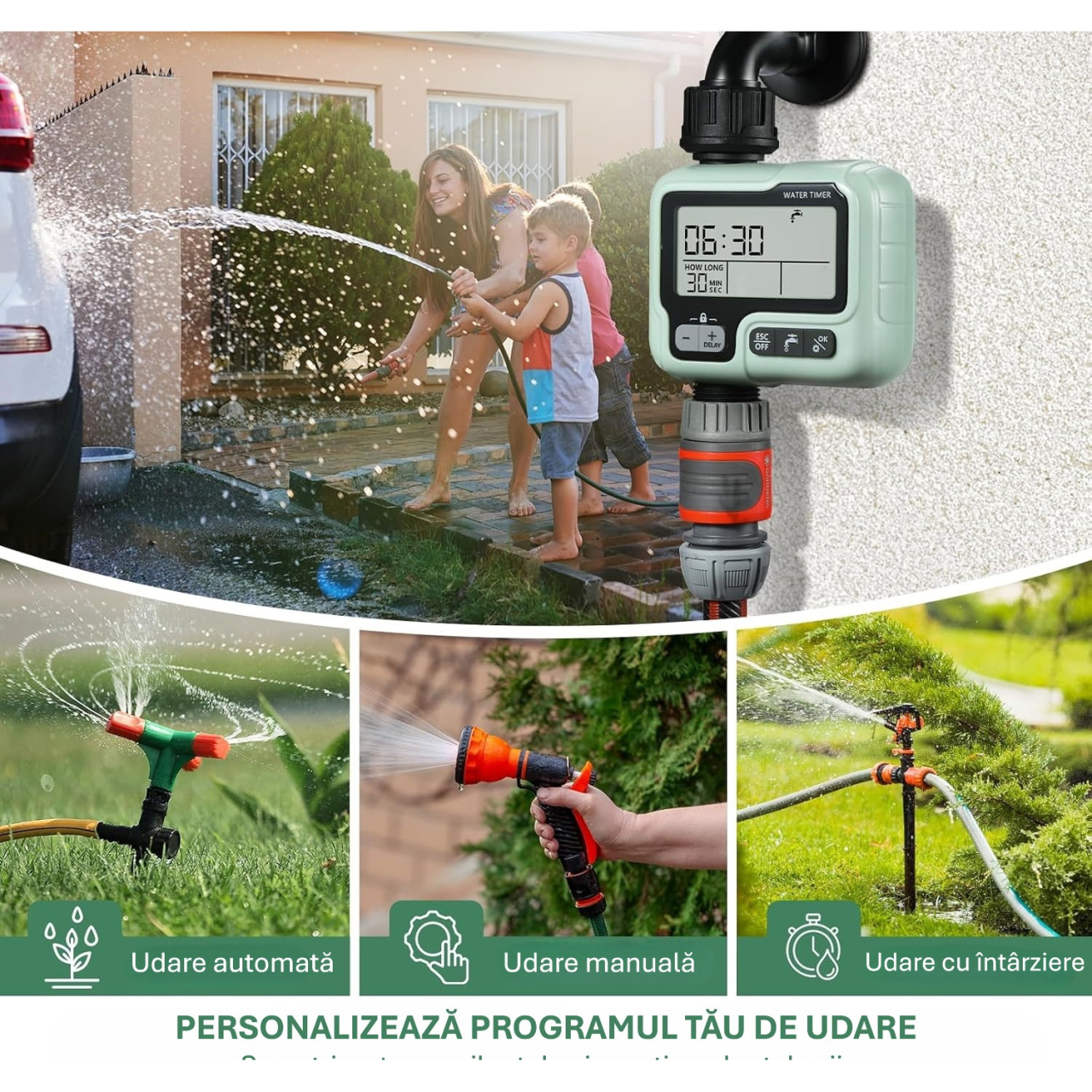 Programator irigare automat 1 zona CUANTIS, Ecran Rezistent la Apa IPX5, Programare Inteligenta, Instalare Rapida, Economie de Apa, Functii Avansate: Intarziere in timpul ploii, Blocare pentru copii,  [3]