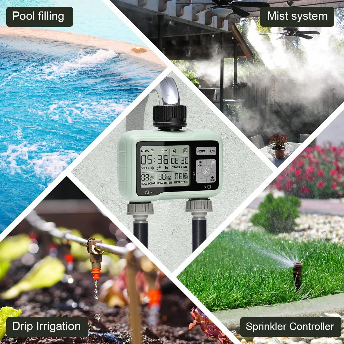 Programator irigare automat 1 zona CUANTIS, Ecran Rezistent la Apa IPX5, Programare Inteligenta, Instalare Rapida, Economie de Apa, Functii Avansate: Intarziere in timpul ploii, Blocare pentru copii, [6]
