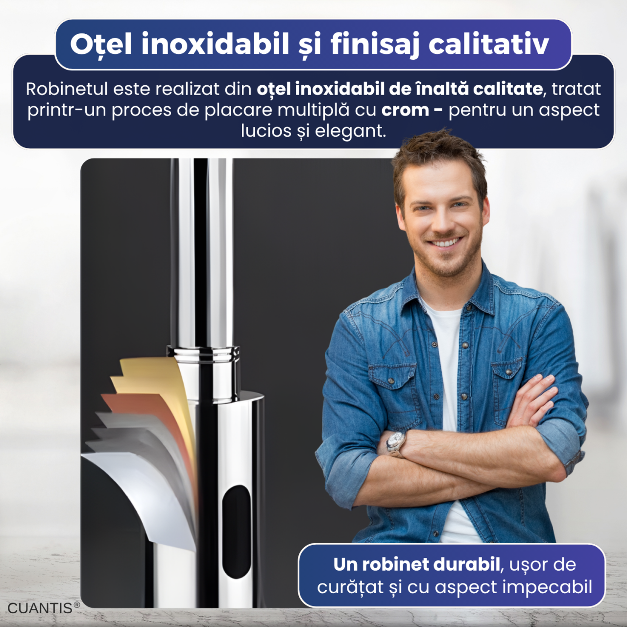 Robinet inteligent cu senzor infraroșu, oțel inoxidabil, cap rotativ 360°, aerator fagure [5]