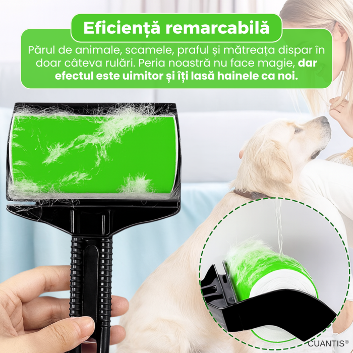 Set rolă reutilizabilă pentru păr de animale și scame – rola mare + rola mică pliabilă, ABS și silicon [2]