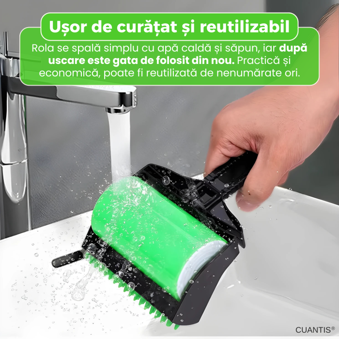 Set rolă reutilizabilă pentru păr de animale și scame – rola mare + rola mică pliabilă, ABS și silicon [3]