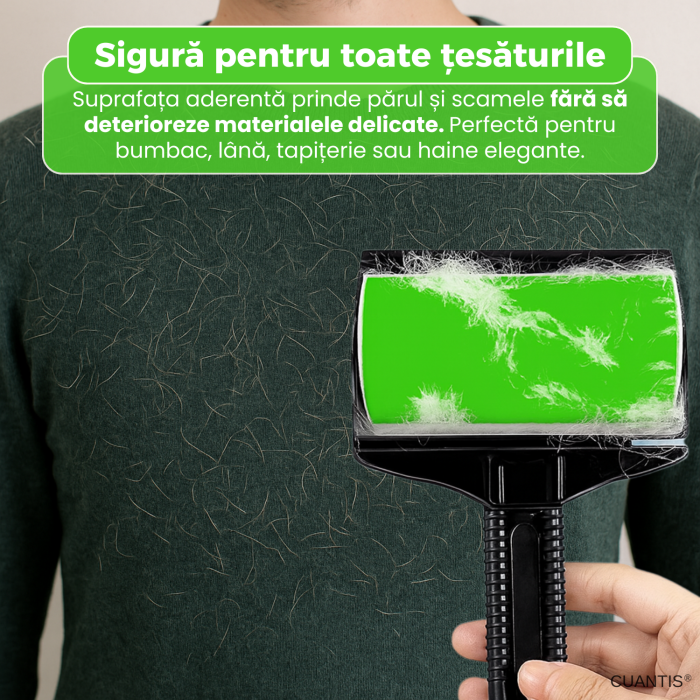 Set rolă reutilizabilă pentru păr de animale și scame – rola mare + rola mică pliabilă, ABS și silicon [6]