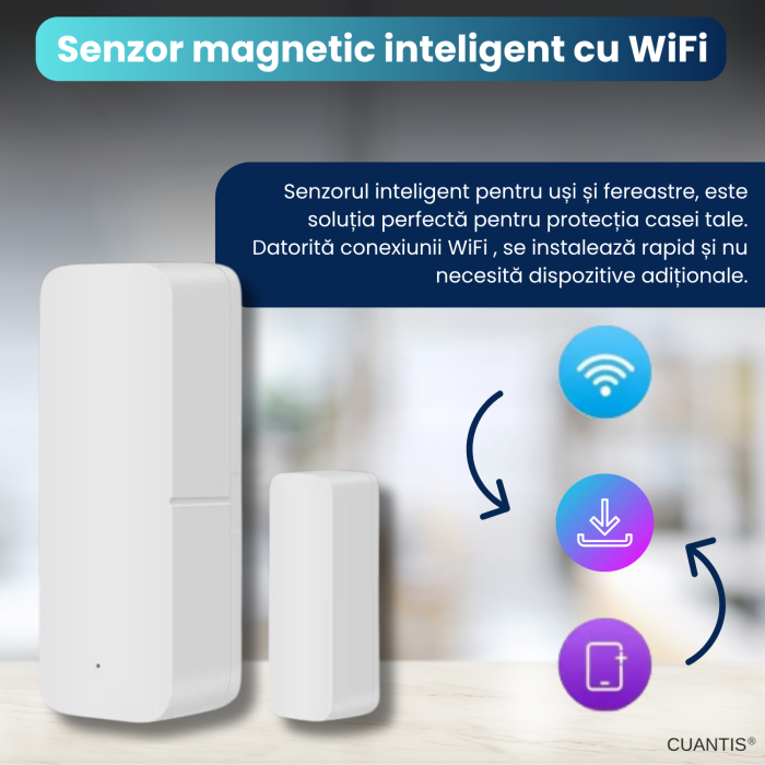 Senzor inteligent uși și ferestre WiFi Tuya – detectare deschidere, notificări instant, securizare locuință [2]