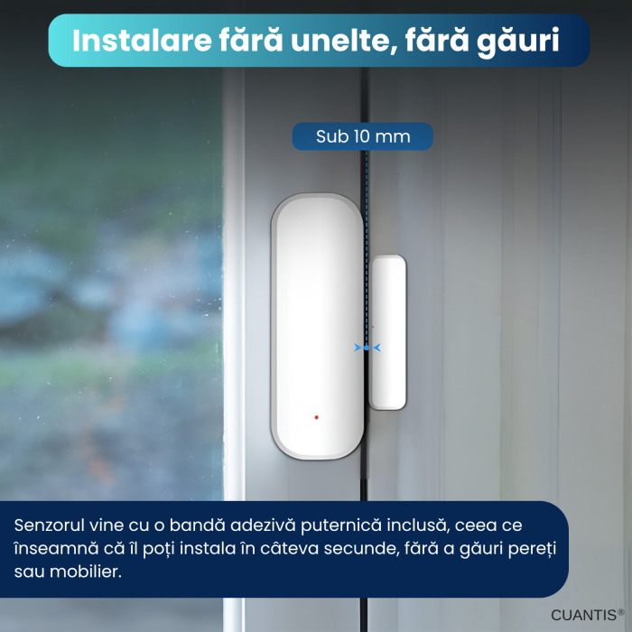 Senzor inteligent uși și ferestre WiFi Tuya – detectare deschidere, notificări instant, securizare locuință [7]