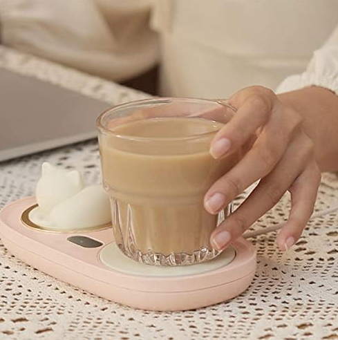 Suport inteligent încălzire cană, 3 trepte temperatură, LED pisicuță, 20W [2]