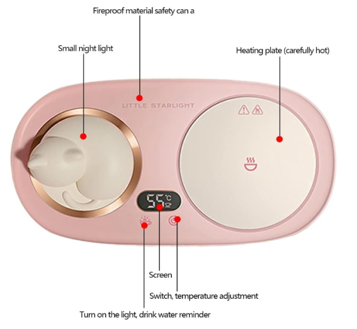 Suport inteligent încălzire cană, 3 trepte temperatură, LED pisicuță, 20W [4]