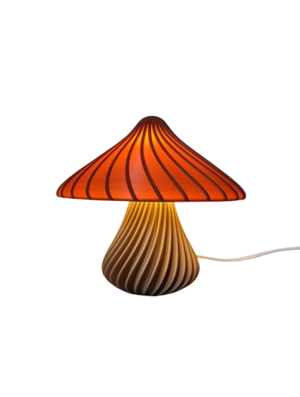 Veioză decorativă Cuantis tip ciupercă printată 3D, lampă de masă cu lumină ambientală caldă, H 23 cm [1]