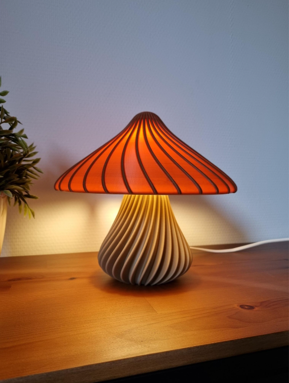 Veioză decorativă Cuantis tip ciupercă printată 3D, lampă de masă cu lumină ambientală caldă, H 23 cm [5]