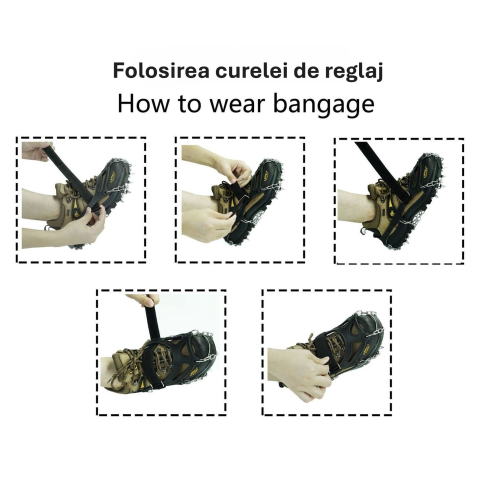 Crampoane montane 26 colti, inox ranforsat, marime L, geanta de transport inclusa, aderenta optima pe zapada si gheata [10]