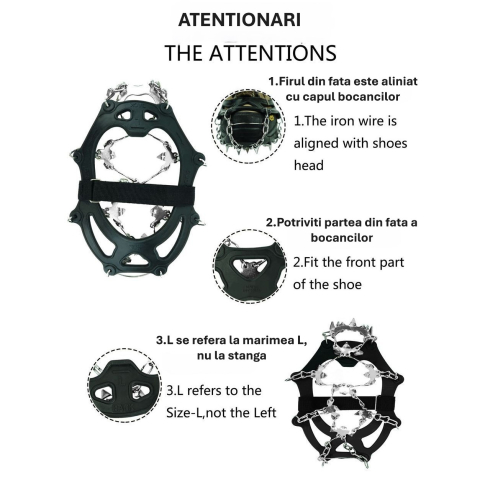 Crampoane montane 26 colti, inox ranforsat, marime L, geanta de transport inclusa, aderenta optima pe zapada si gheata [9]