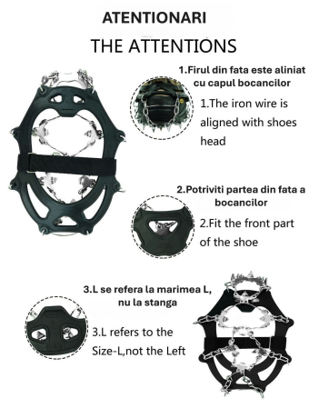 Crampoane montane 26 colti, inox ranforsat, TPE durabil, marimi M, geanta de transport inclusa [7]