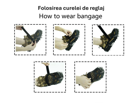 Crampoane montane 26 colti, inox ranforsat, TPE durabil, set marime L, geanta de transport inclusa [8]