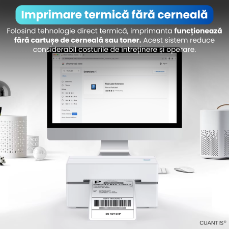 Imprimantă Termică CUANTIS 4x6, 203 DPI, Bluetooth & USB, Etichete A6 AWB [6]