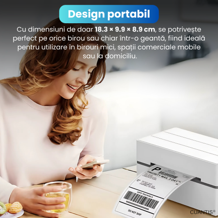 Imprimantă Termică CUANTIS 4x6, 203 DPI, Bluetooth & USB, Etichete A6 AWB [5]