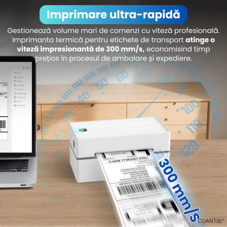 Imprimantă Termică CUANTIS 4x6, 203 DPI, Bluetooth & USB, Etichete A6 AWB [2]