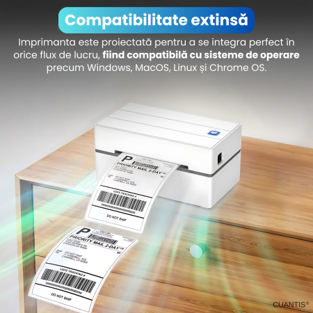 Imprimantă Termică CUANTIS 4x6, 203 DPI, Bluetooth & USB, Etichete A6 AWB [4]