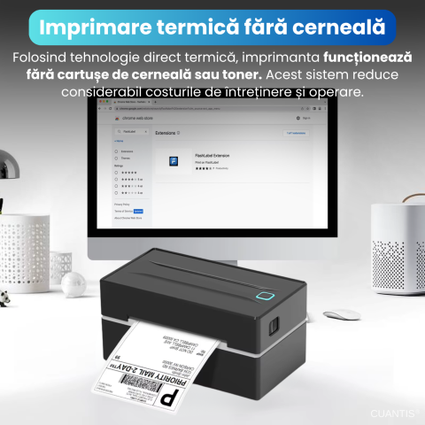 Imprimantă Termică CUANTIS 4x6, 203 DPI, Bluetooth & USB, Etichete A6 AWB [6]