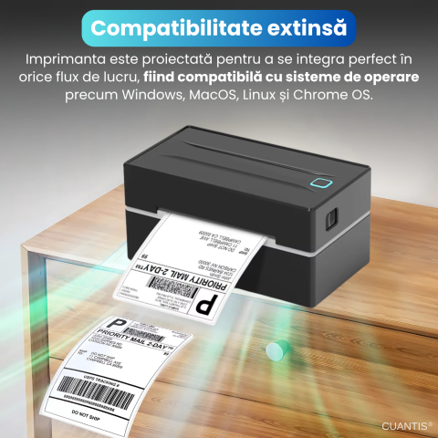 Imprimantă Termică CUANTIS 4x6, 203 DPI, Bluetooth & USB, Etichete A6 AWB [4]