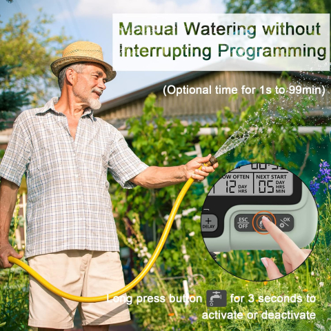 Programator irigare automat 1 zona CUANTIS, Ecran Rezistent la Apa IPX5, Programare Inteligenta, Instalare Rapida, Economie de Apa, Functii Avansate: Intarziere in timpul ploii, Blocare pentru copii,  [5]