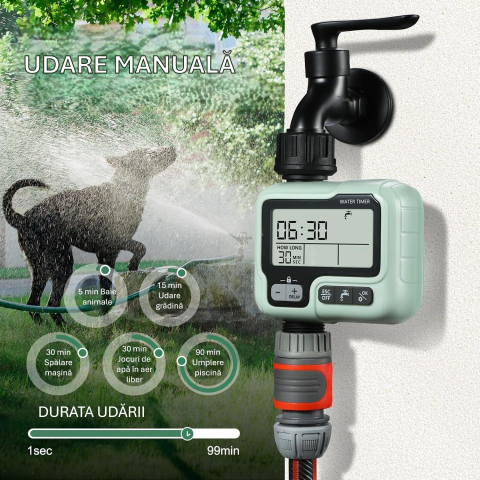 Programator irigare automat 1 zona CUANTIS, Ecran Rezistent la Apa IPX5, Programare Inteligenta, Instalare Rapida, Economie de Apa, Functii Avansate: Intarziere in timpul ploii, Blocare pentru copii,  [4]