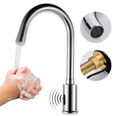 Sisteme de filtrare intalatii - Robinet inteligent cu senzor infraroșu, oțel inoxidabil, cap rotativ 360°, aerator fagure