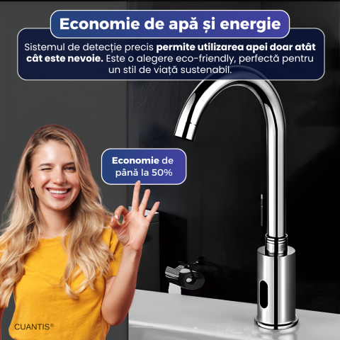 Robinet inteligent cu senzor infraroșu, oțel inoxidabil, cap rotativ 360°, aerator fagure [2]