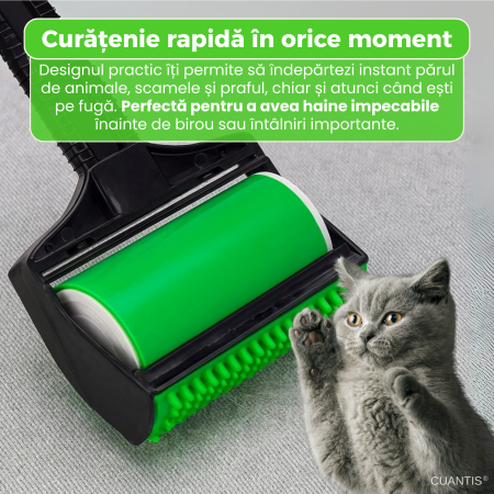 Set rolă reutilizabilă pentru păr de animale și scame – rola mare + rola mică pliabilă, ABS și silicon [6]