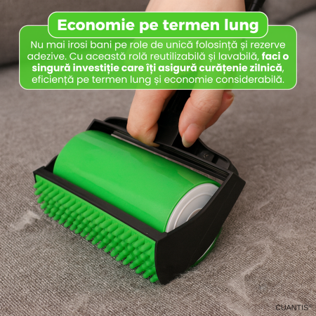 Set rolă reutilizabilă pentru păr de animale și scame – rola mare + rola mică pliabilă, ABS și silicon [4]