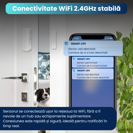 Senzor inteligent uși și ferestre WiFi Tuya – detectare deschidere, notificări instant, securizare locuință [4]