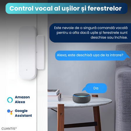 Senzor inteligent uși și ferestre WiFi Tuya – detectare deschidere, notificări instant, securizare locuință [3]