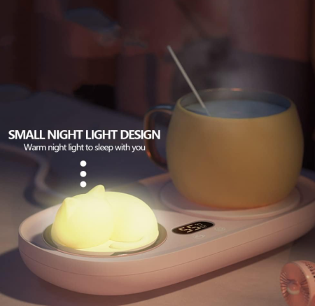 Suport inteligent încălzire cană, 3 trepte temperatură, LED pisicuță, 20W [2]