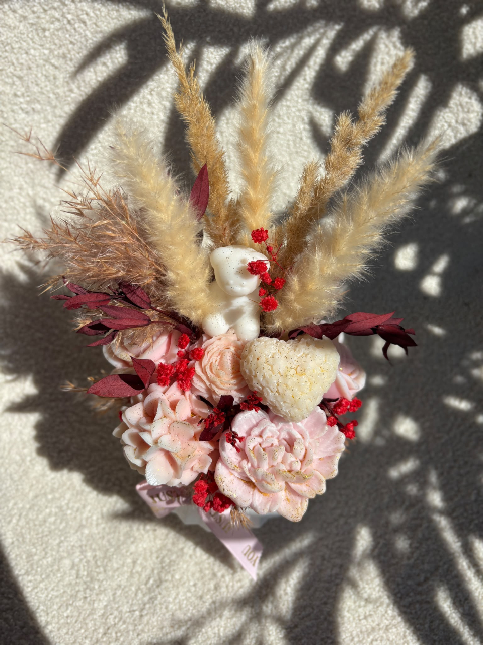 Aranjament din flori de ceară  SCULPT - „Peach Teddy” [3]
