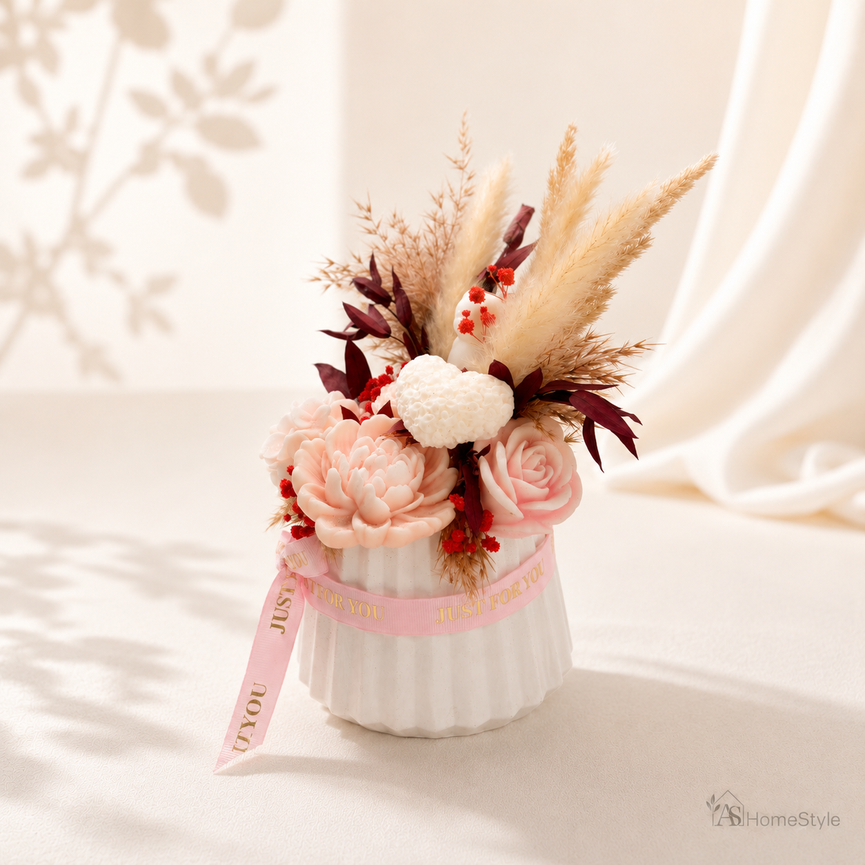 Aranjament din flori de ceară  SCULPT - „Peach Teddy” [2]