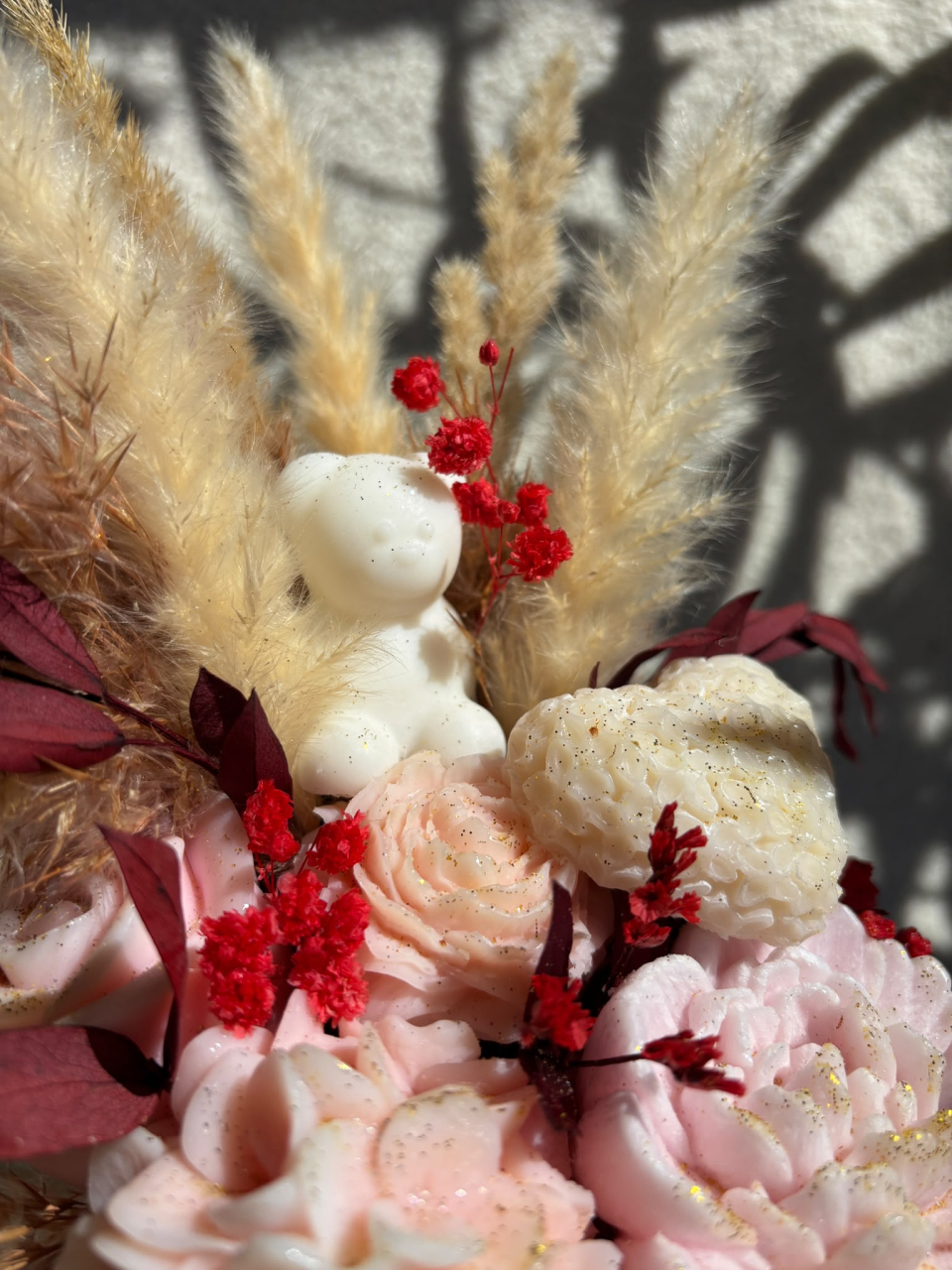 Aranjament din flori de ceară  SCULPT - „Peach Teddy” [2]