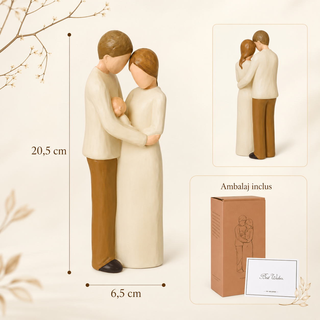 Figurina decorativa familie cu bebelus 20,5 cm [3]