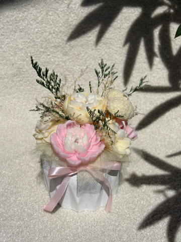 Aranjamente Florale din Ceară - Aranjament din flori de ceară CRISTAL - ,,Pink Flowers”