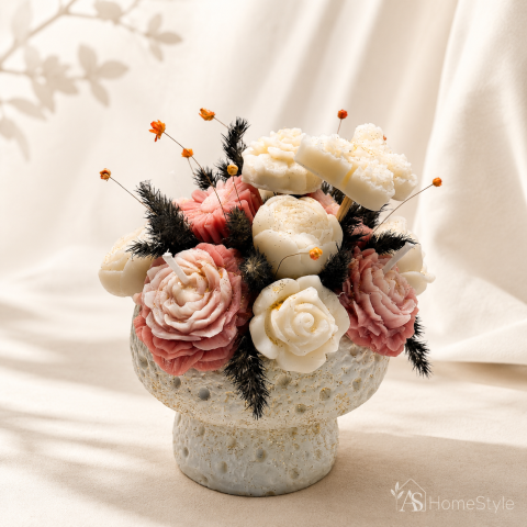 Categorii de produse - Aranjament din flori de ceară LUNA - „Dusty Blossom”