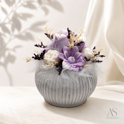 Categorii de produse - Aranjament din flori de ceară  SFERA  - „Lilac Bloom”