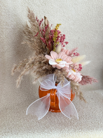 Aranjamente Florale din Ceară - Aranjament Floral din Ceară în Cană Ceramică Reutilizabilă