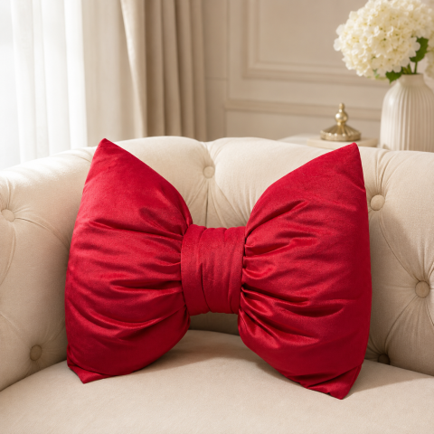 Perne Decorative și Accente Textile - Pernă decorativă în formă de fundă „Velvet Bow”