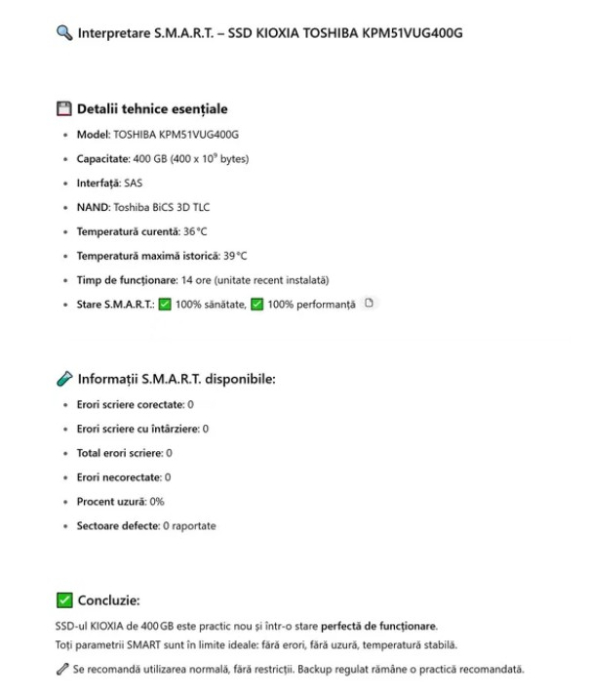 SSD Server SAS 400Gb 12Gbs Kioxia KPM51VUG400G 2.5" Mixed TLC Nou [5]