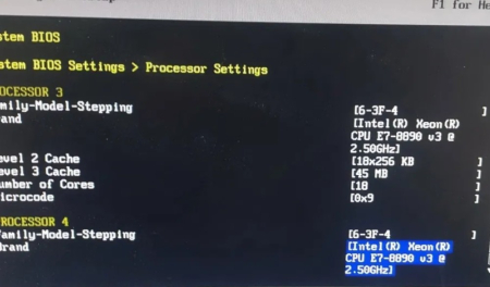 4 x Procesor Intel Xeon E7-8890 V3 18 Cores/36Th 2.5-3.3GHz 45mb 22nm [1]