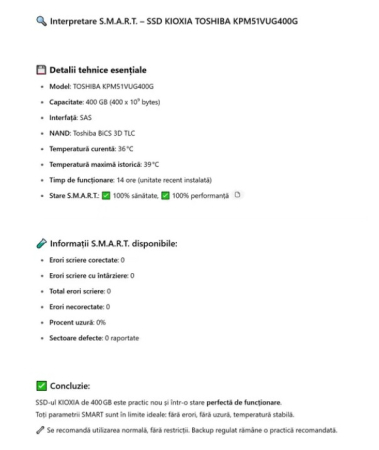 SSD Server SAS 400Gb 12Gbs Kioxia KPM51VUG400G 2.5" Mixed TLC Nou [4]