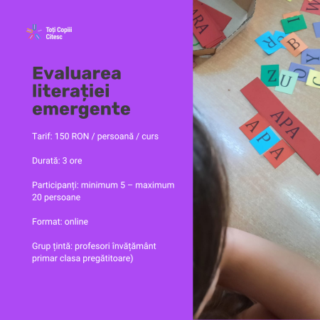 Cursuri - Modul 1 literație - Evaluarea literației emergente (Clasa pregătitoare) - 22 septembrie 2026