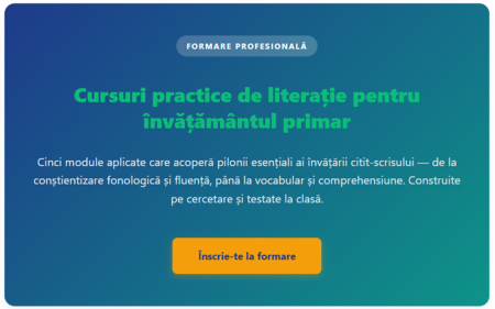 Cursuri - Modul 4 literație - Dezvoltarea citirii fluente - clasele I-IV - 3 noiembrie 2026